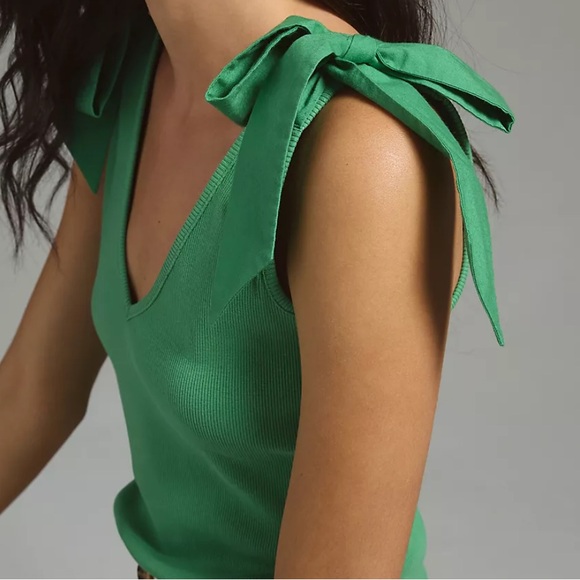The Rafaela Bow-Tie Tank by Maeve for Anthropologie - Ribbed tank top XS green - Picture 4 of 11